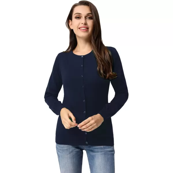 GRACE KARIN Womens Classic Long Sleeve Knit Cardigan Sweaters Casual Open Front Button Down Cardigan S3XLNavy Blue