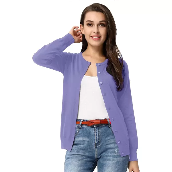 GRACE KARIN Womens Classic Long Sleeve Knit Cardigan Sweaters Casual Open Front Button Down Cardigan S3XLPurple