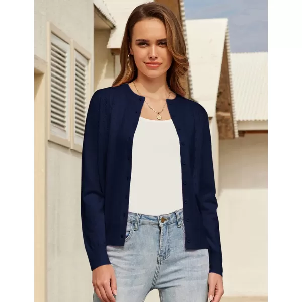 GRACE KARIN Womens Classic Long Sleeve Knit Cardigan Sweaters Casual Open Front Button DownnbspCardigan S3XLHeartnavy Blue