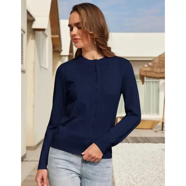 GRACE KARIN Womens Classic Long Sleeve Knit Cardigan Sweaters Casual Open Front Button DownnbspCardigan S3XLHeartnavy Blue