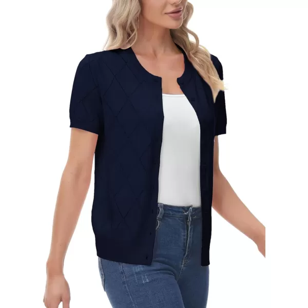 GRACE KARIN Womens Classic Long Sleeve Knit Cardigan Sweaters Casual Open Front Button DownnbspCardigan S3XLHollow Outnavy Blue