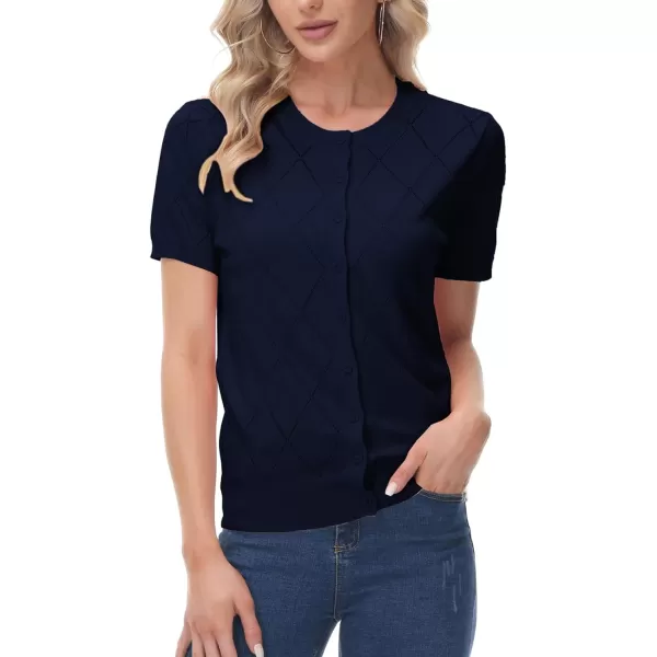 GRACE KARIN Womens Classic Long Sleeve Knit Cardigan Sweaters Casual Open Front Button DownnbspCardigan S3XLHollow Outnavy Blue