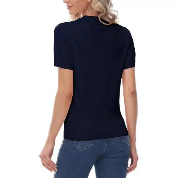 GRACE KARIN Womens Classic Long Sleeve Knit Cardigan Sweaters Casual Open Front Button DownnbspCardigan S3XLHollow Outnavy Blue