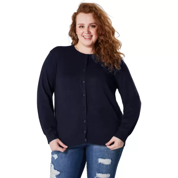 GRACE KARIN Womens Classic Long Sleeve Knit Cardigan Sweaters Casual Open Front Button DownnbspCardigan S3XLPlus Navy Blue