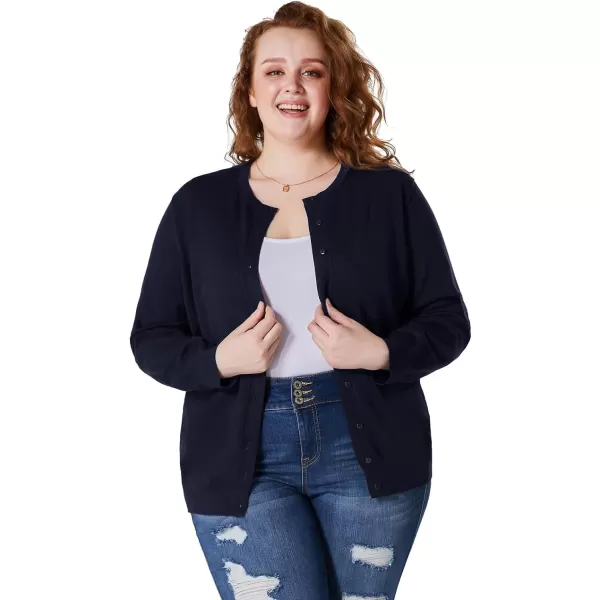 GRACE KARIN Womens Classic Long Sleeve Knit Cardigan Sweaters Casual Open Front Button DownnbspCardigan S3XLPlus Navy Blue
