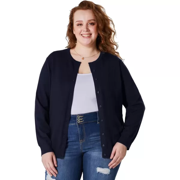 GRACE KARIN Womens Classic Long Sleeve Knit Cardigan Sweaters Casual Open Front Button DownnbspCardigan S3XLPlus Navy Blue