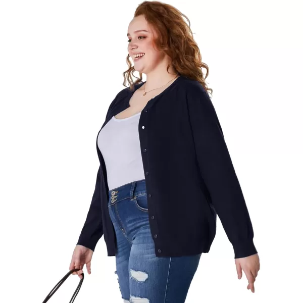 GRACE KARIN Womens Classic Long Sleeve Knit Cardigan Sweaters Casual Open Front Button DownnbspCardigan S3XLPlus Navy Blue