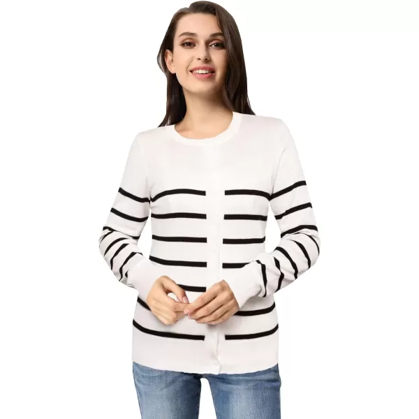 GRACE KARIN Womens Classic Long Sleeve Knit Cardigan Sweaters Casual Open Front Button DownnbspCardigan S3XLStriped Black White