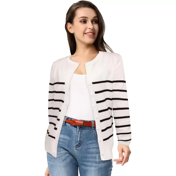 GRACE KARIN Womens Classic Long Sleeve Knit Cardigan Sweaters Casual Open Front Button DownnbspCardigan S3XLStriped Black White