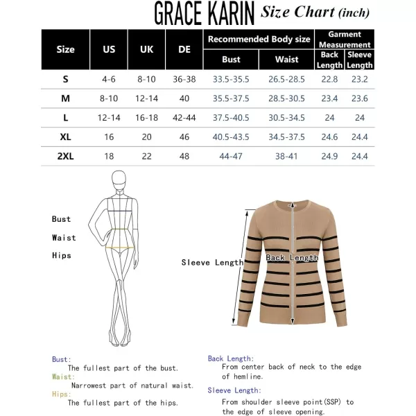 GRACE KARIN Womens Classic Long Sleeve Knit Cardigan Sweaters Casual Open Front Button DownnbspCardigan S3XLStriped Black White