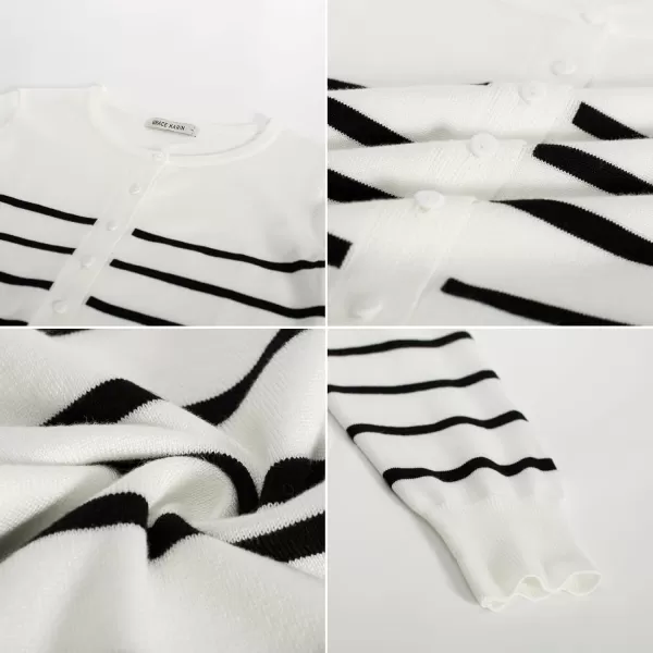 GRACE KARIN Womens Classic Long Sleeve Knit Cardigan Sweaters Casual Open Front Button DownnbspCardigan S3XLStriped Black White