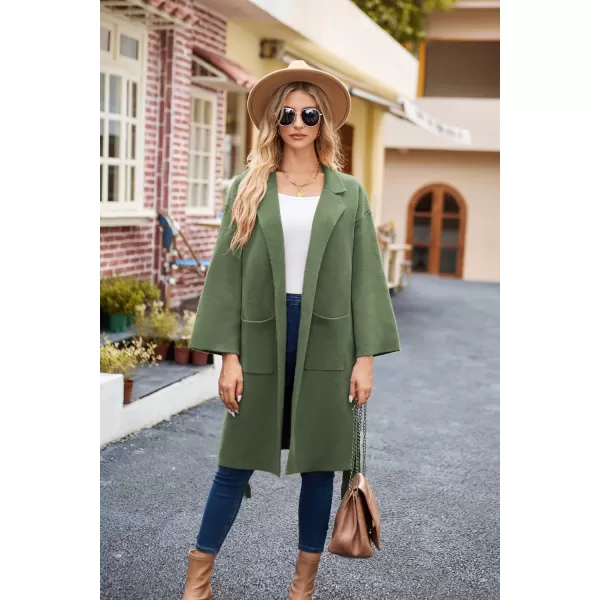 GRACE KARIN Womens Collared Lapel Knitted Coatigan Warm Fall Winter Coat Open Front Knit Cardigan SweaterArmy Green