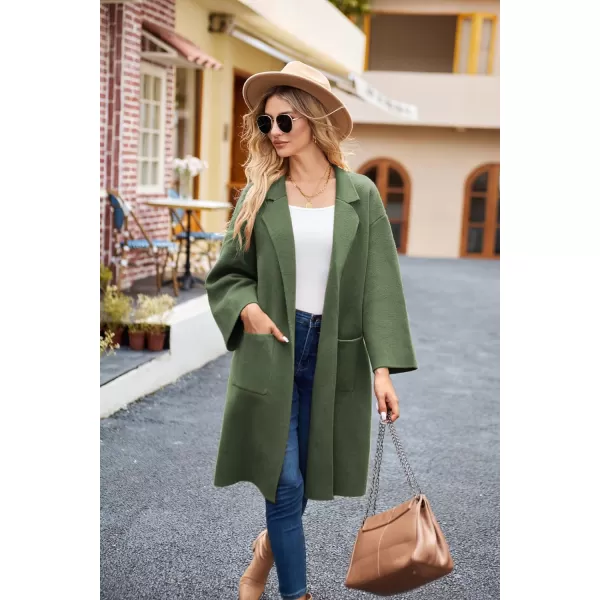 GRACE KARIN Womens Collared Lapel Knitted Coatigan Warm Fall Winter Coat Open Front Knit Cardigan SweaterArmy Green