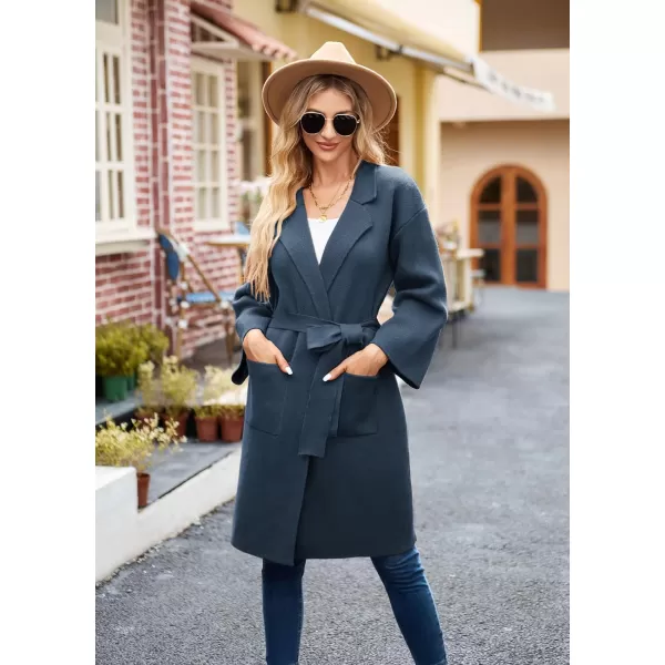 GRACE KARIN Womens Collared Lapel Knitted Coatigan Warm Fall Winter Coat Open Front Knit Cardigan SweaterNavy