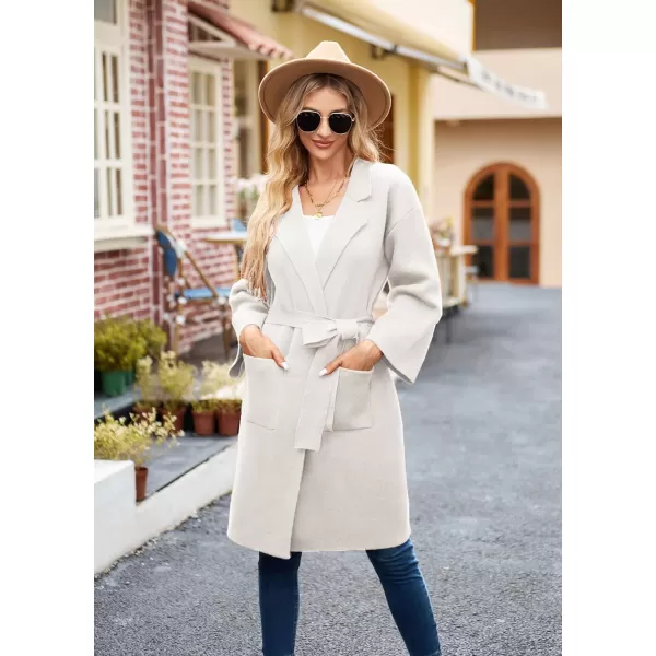 GRACE KARIN Womens Collared Lapel Knitted Coatigan Warm Fall Winter Coat Open Front Knit Cardigan SweaterWhite