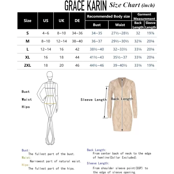 GRACE KARIN Womens Crochet Cardigan Summer Lightweight Sweater Long Sleeve Open Front Kimono Boho Beach Cover UpBeige