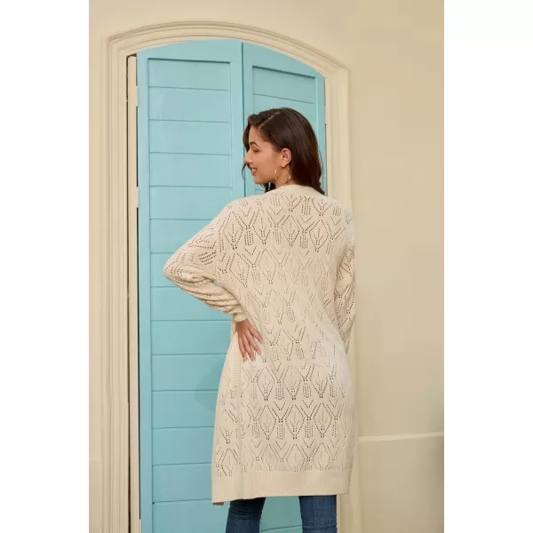 GRACE KARIN Womens Crochet Cardigan Sweaters Fall Open Front Long Cardigan Shrugs with PocketsApricot