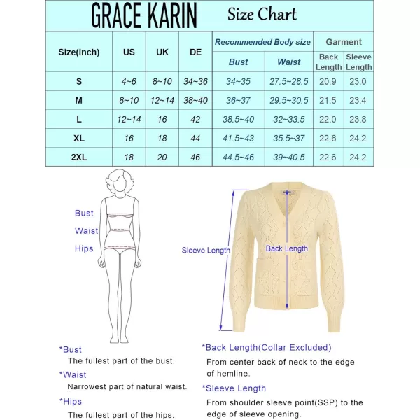 GRACE KARIN Womens Crochet Cardigan Sweaters Long Sleeve V Neck Button Front Shrugs Cable Knit Bolero Tops with PocketsApricot