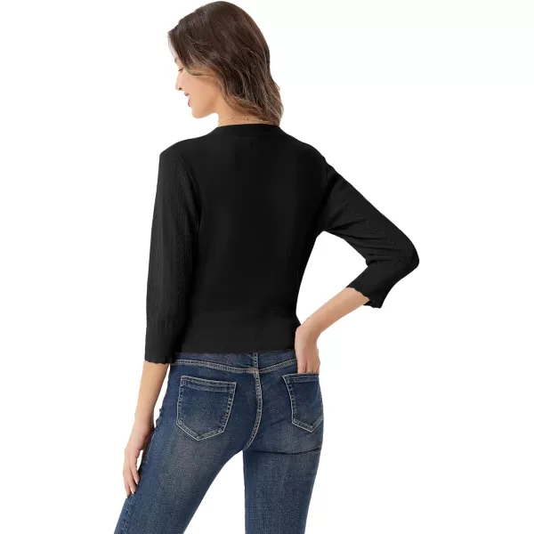 GRACE KARIN Womens Cropped Cardigan VNeck Button Down Open Front Ribbed Knit Shrug SweaterBlackcutout Sleeves