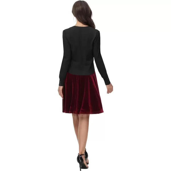 GRACE KARIN Womens Cropped Cardigan VNeck Button Down Open Front Ribbed Knit Shrug SweaterBlacklong Sleeve