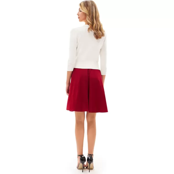 GRACE KARIN Womens Cropped Cardigan VNeck Button Down Open Front Ribbed Knit Shrug SweaterWhite
