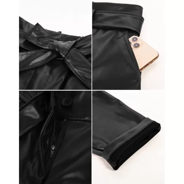 GRACE KARIN Womens Cropped Paper Bag Waist Pants with Pockets1758black Pu