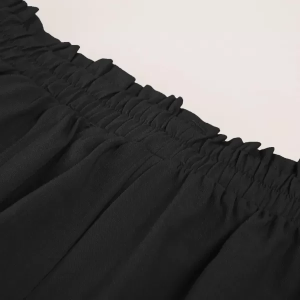 GRACE KARIN Womens Cropped Paper Bag Waist Pants with PocketsCl930 Black
