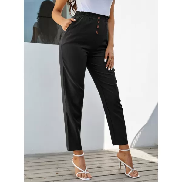 GRACE KARIN Womens Cropped Paper Bag Waist Pants with PocketsCl930 Black