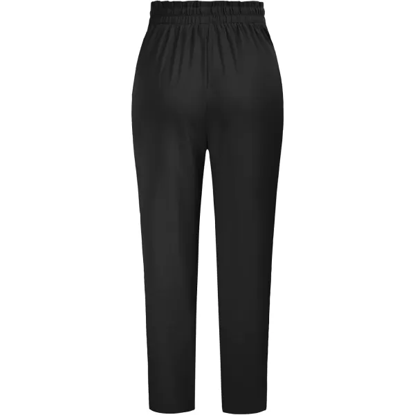 GRACE KARIN Womens Cropped Paper Bag Waist Pants with PocketsCl930 Black