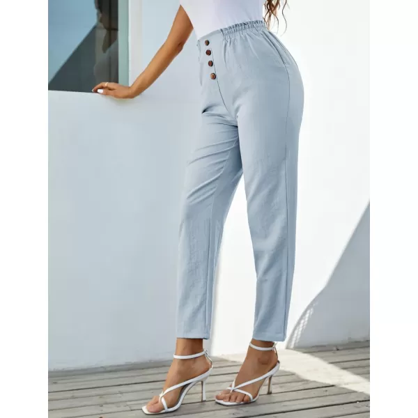 GRACE KARIN Womens Cropped Paper Bag Waist Pants with PocketsCl930 Bluish Grey