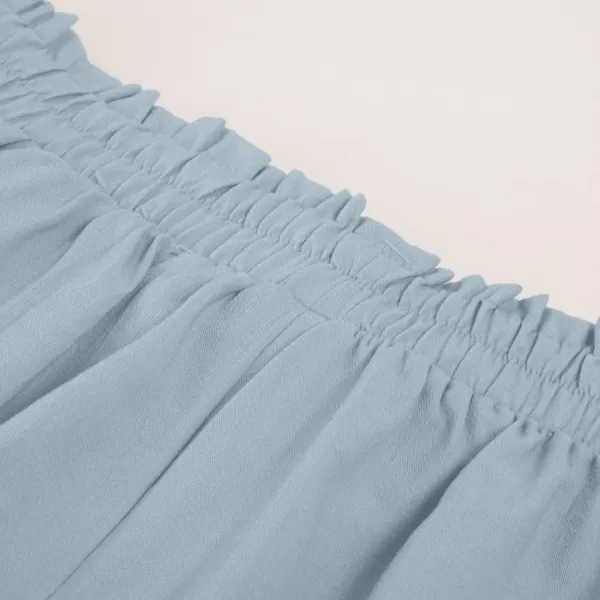 GRACE KARIN Womens Cropped Paper Bag Waist Pants with PocketsCl930 Bluish Grey