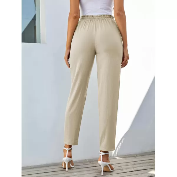 GRACE KARIN Womens Cropped Paper Bag Waist Pants with PocketsCl930 Khaki