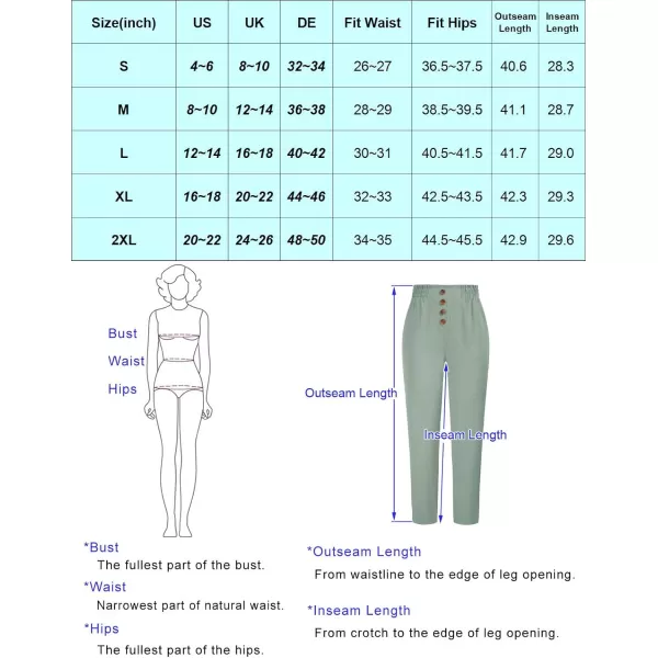 GRACE KARIN Womens Cropped Paper Bag Waist Pants with PocketsGreen