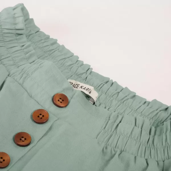 GRACE KARIN Womens Cropped Paper Bag Waist Pants with PocketsGreen