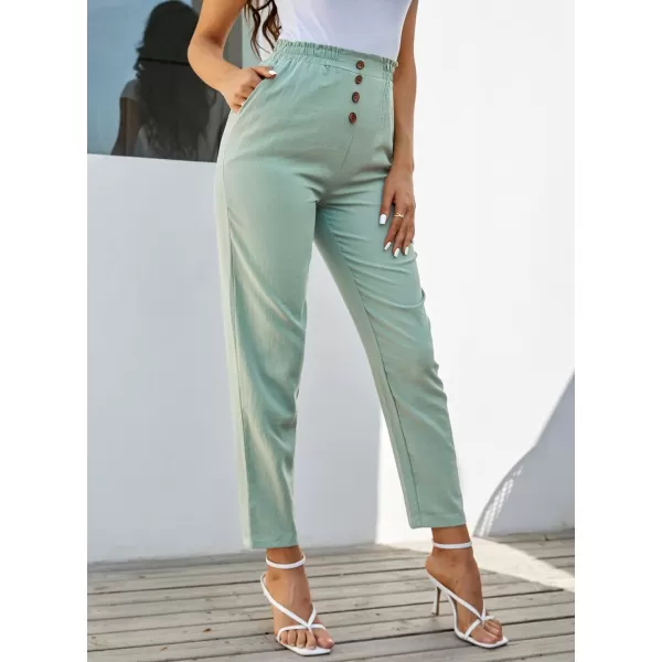 GRACE KARIN Womens Cropped Paper Bag Waist Pants with PocketsGreen