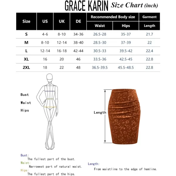 GRACE KARIN Womens Elegant Ruched Skirts Satin Knee Length Slim Fit Business SkirtVelvet Brown