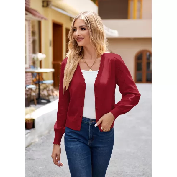 GRACE KARIN Womens Fall Sweaters Cardigan 2023 Open Front Button Lightweight Cardigans V Neck Knit OutwearRedlong Sleeve