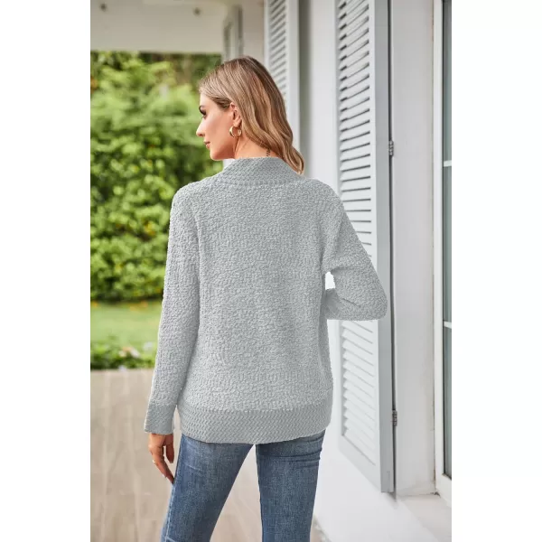 GRACE KARIN Womens Fuzzy Popcorn Long Sleeve Cardigans Soft Knit Open Front Sweater CoatLight Grey