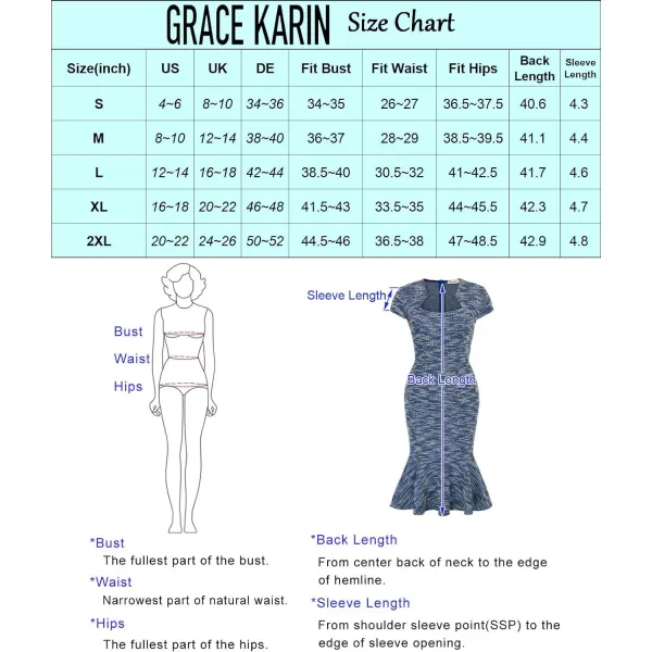 GRACE KARIN Womens Gorgeous Work Pencil Dress Cap Sleeve Sexy Bodycon DressBlue