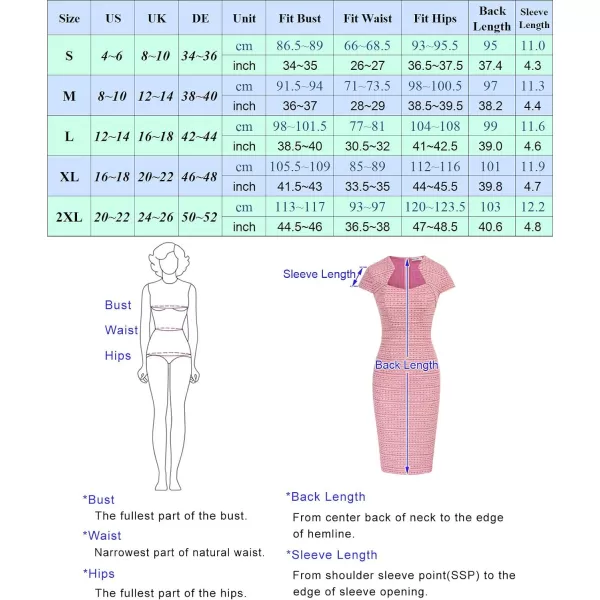 GRACE KARIN Womens Gorgeous Work Pencil Dress Cap Sleeve Sexy Bodycon DressBlue Textured