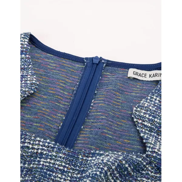 GRACE KARIN Womens Gorgeous Work Pencil Dress Cap Sleeve Sexy Bodycon DressBlue Textured