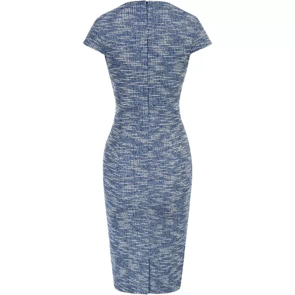 GRACE KARIN Womens Gorgeous Work Pencil Dress Cap Sleeve Sexy Bodycon DressBlue Textured