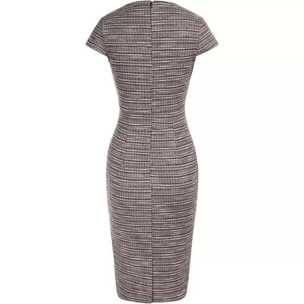 GRACE KARIN Womens Gorgeous Work Pencil Dress Cap Sleeve Sexy Bodycon DressBrown Plaid