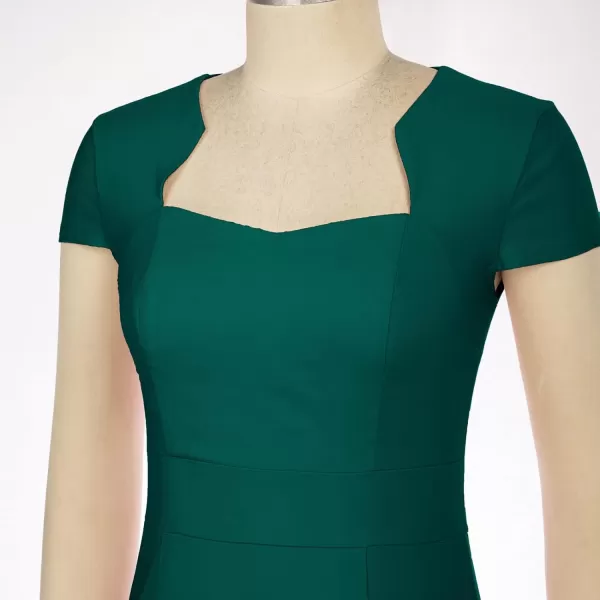 GRACE KARIN Womens Gorgeous Work Pencil Dress Cap Sleeve Sexy Bodycon DressDark Greenfishtail