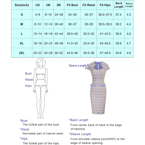 GRACE KARIN Womens Gorgeous Work Pencil Dress Cap Sleeve Sexy Bodycon DressLight Pinkplaid