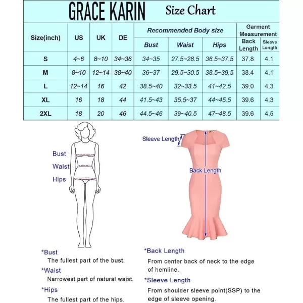 GRACE KARIN Womens Gorgeous Work Pencil Dress Cap Sleeve Sexy Bodycon DressNavyfishtail