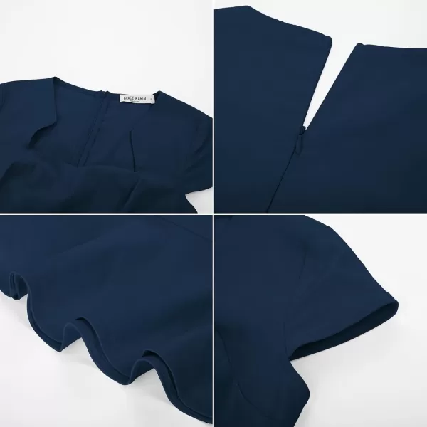 GRACE KARIN Womens Gorgeous Work Pencil Dress Cap Sleeve Sexy Bodycon DressNavyfishtail