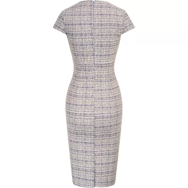 GRACE KARIN Womens Gorgeous Work Pencil Dress Cap Sleeve Sexy Bodycon DressPurple Plaid