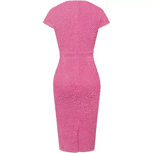 GRACE KARIN Womens Gorgeous Work Pencil Dress Cap Sleeve Sexy Bodycon DressRose Red Seersucker