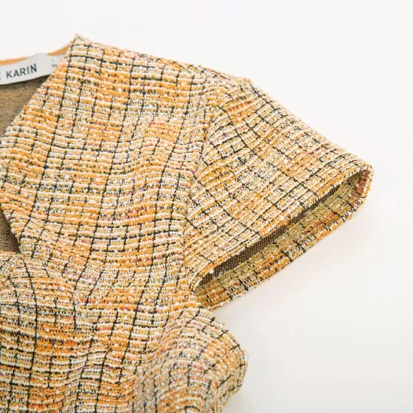 GRACE KARIN Womens Gorgeous Work Pencil Dress Cap Sleeve Sexy Bodycon DressYellow Plaid